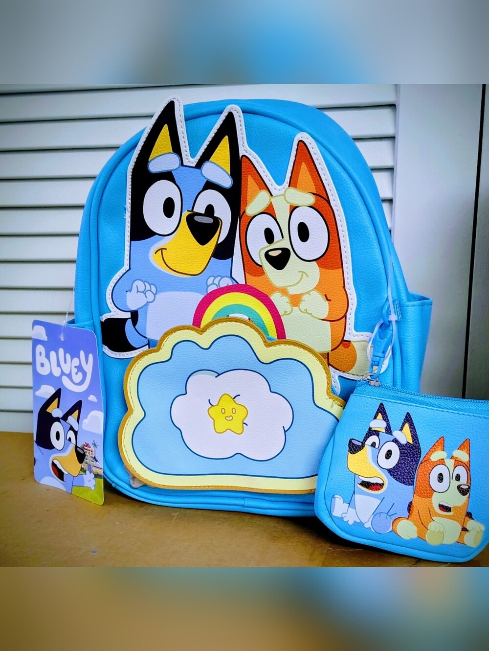 Bluey Kids' Blue Backpack with Matching Pouch - Bright Blue